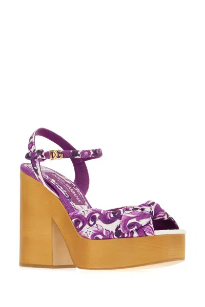Dolce & Gabbana 'maiolica' Sandals In Purple