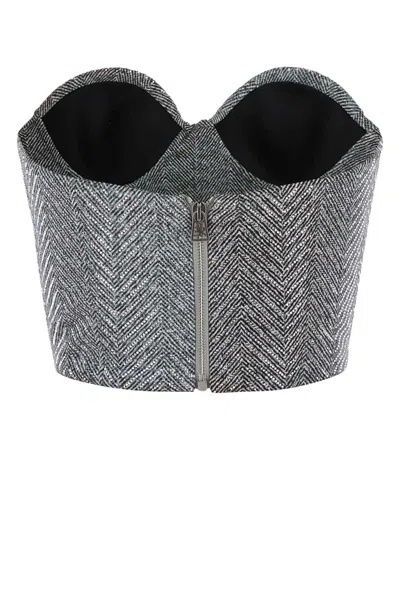 Ermanno Scervino Rhinestone Herringbone Bustier Top