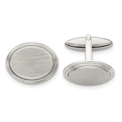 Diamond2deal Stainless Steel Brushed And Polished Oval Cufflinks