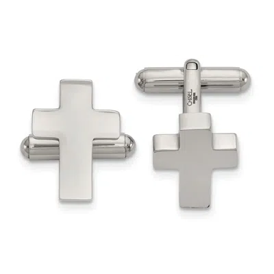 Diamond2deal Stainless Steel Polished Cross Cufflinks