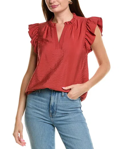 Anne Klein Textured Flutter Sleeve Woven Top