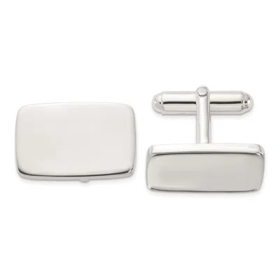 Diamond2deal Sterling Silver Rhodium-plated Polished Rectangle Cuff Links