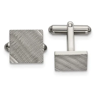 Diamond2deal Stainless Steel Polished And Textured Square Cufflinks