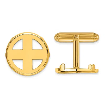 Diamond2deal 14k Yellow Gold Men's Polished Classic Coin Bezel Cuff Links