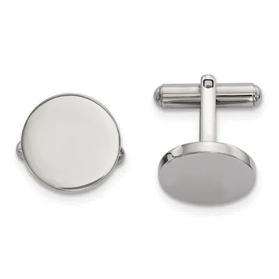 Diamond2deal Stainless Steel Polished Circle Cufflinks