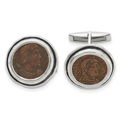 Diamond2deal Sterling Silver And Bronze Antiqued Roman Coin Cufflinks