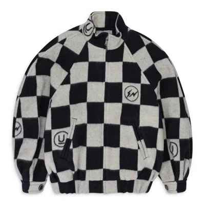 Undercover Checkerboard-print Blouson Jacket In Black