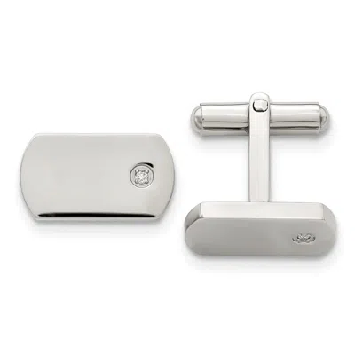 Diamond2deal Stainless Steel Polished Diamond Accent Cufflinks