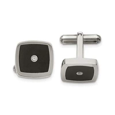 Diamond2deal Stainless Steel Polished Enameled Cubic Zirconia Cufflinks