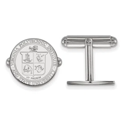 Diamond2deal Sterling Silver Rhodium-plated Virginia Tech Crest Cuff Links