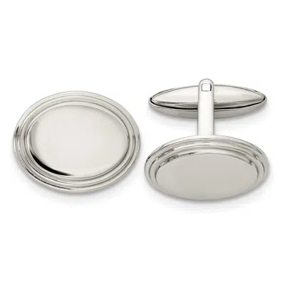 Diamond2deal Stainless Steel Polished Oval Cufflinks