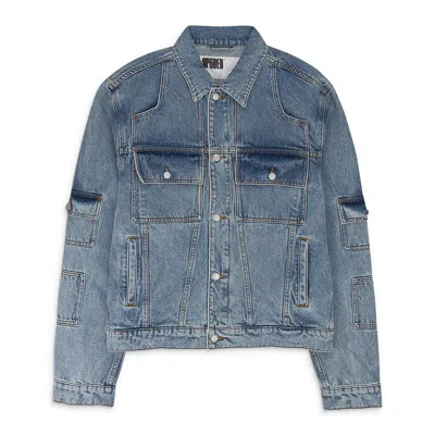 Sp5der Blue Denim V3 Field Jacket In Blue