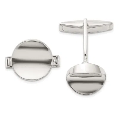 Diamond2deal Sterling Silver Polished Round Concave Cuff Links
