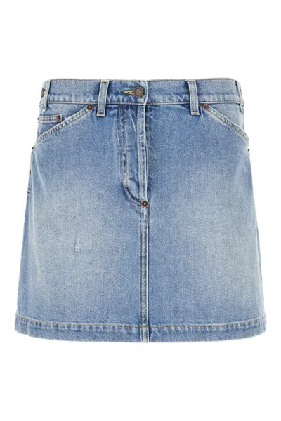 Moschino Denim Skirt With Belt Loops And Pockets In Blue