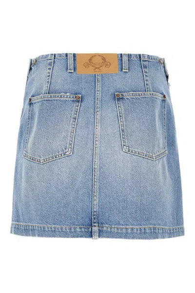 Moschino Denim Skirt With Belt Loops And Pockets In Blue