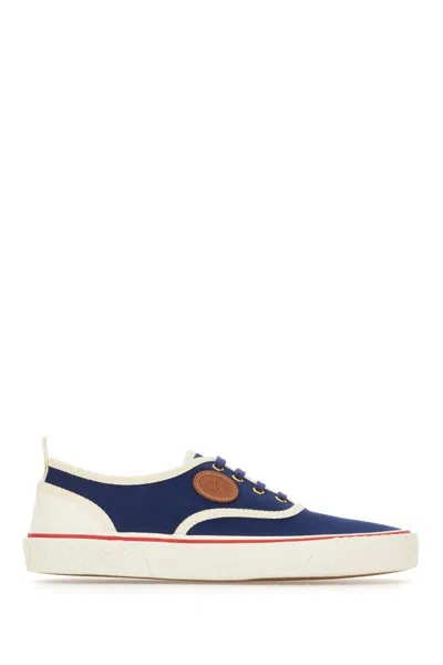 Valentino Garavani Blue Low Top Sneakers With Vlogo Patch On The Side In Cotton Man
