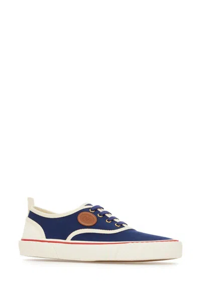 Valentino Garavani Blue Low Top Sneakers With Vlogo Patch On The Side In Cotton Man