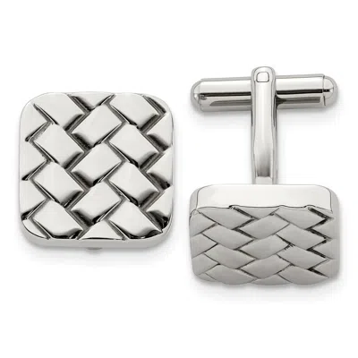 Diamond2deal Stainless Steel Polished Weave Design Cufflinks