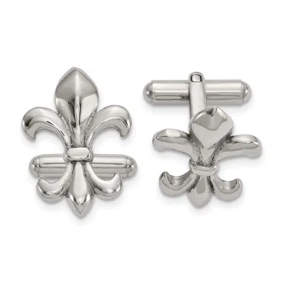Diamond2deal Stainless Steel Polished Fleur De Lis Cufflinks