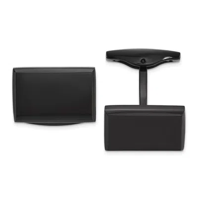 Diamond2deal Stainless Steel Polished Black Ip-plated Rectangle Cuff Links