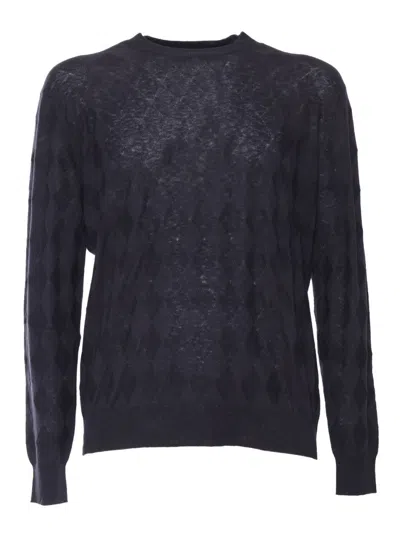 Ballantyne Textured Black Crew Neck Pullover In Black