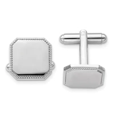 Diamond2deal Rhodium-plated Square Beaded Engravable Cuff Links