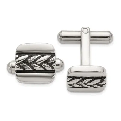 Diamond2deal Stainless Steel Antiqued And Polished Cuff Links