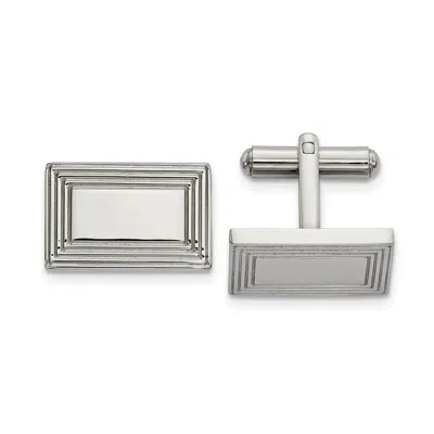 Diamond2deal Stainless Steel Polished Rectangle Cufflinks