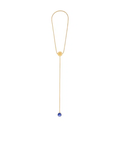 Loewe Anagram Pebble Necklace In Sterling Silver And Lapis Lazuli In Gold