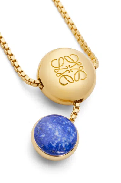 Loewe Anagram Pebble Necklace In Sterling Silver And Lapis Lazuli In Gold
