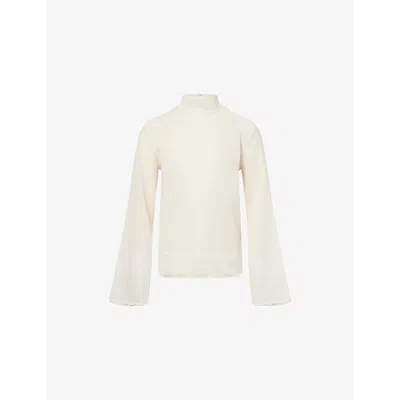 Totême Womens Ecru Textured High-neck Cotton And Silk Blouse