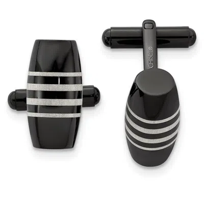 Diamond2deal Stainless Steel Polished Black Ip-plated Cufflinks
