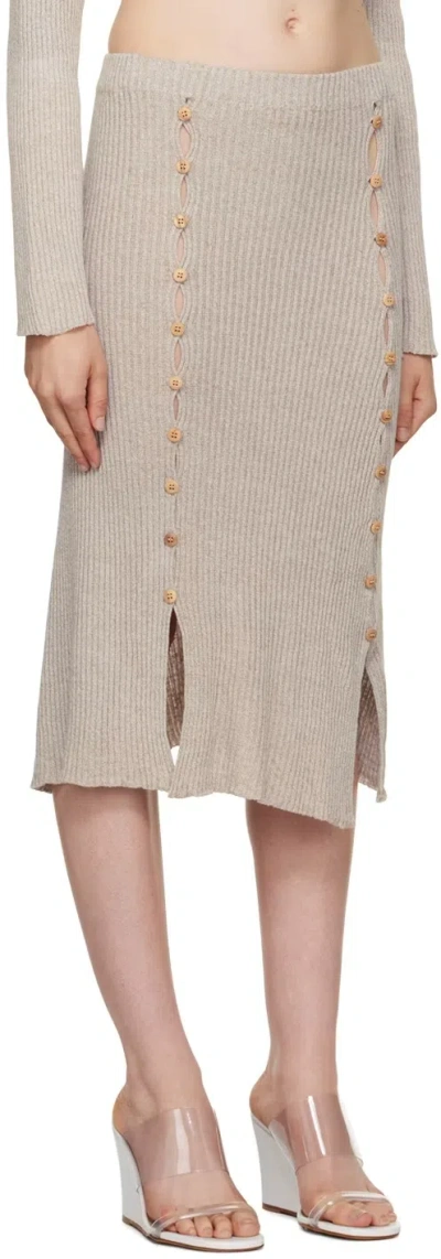 Baserange Beige Birgi Midi Skirt