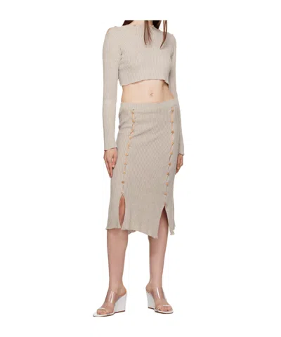 Baserange Beige Birgi Midi Skirt