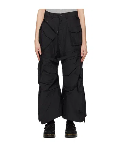 Junya Watanabe Black Asymmetric Trousers In Black