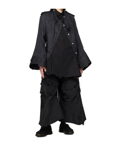Junya Watanabe Black Asymmetric Trousers In Black