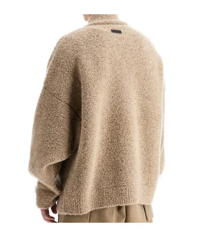 Fear Of God Textured V-neck Sweater With Ribbed Accents In Brown