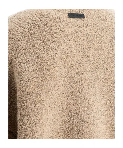Fear Of God Textured V-neck Sweater With Ribbed Accents In Brown
