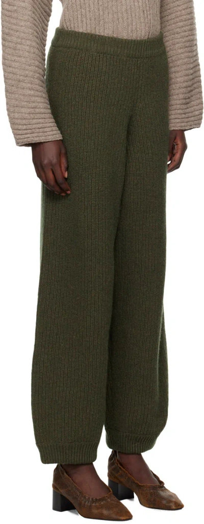 Baserange Elastic Waist Casual Pants In Green