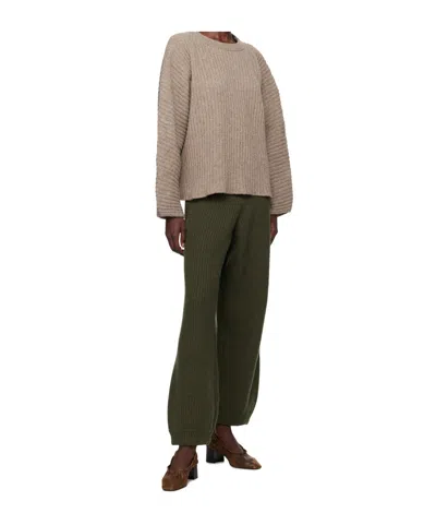 Baserange Elastic Waist Casual Pants In Green