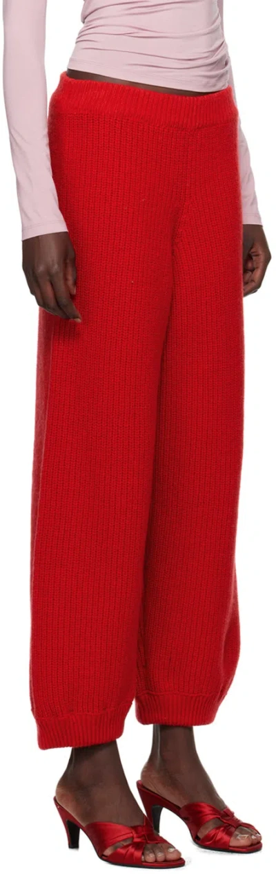 Baserange Elastic Waist Casual Pants In Red