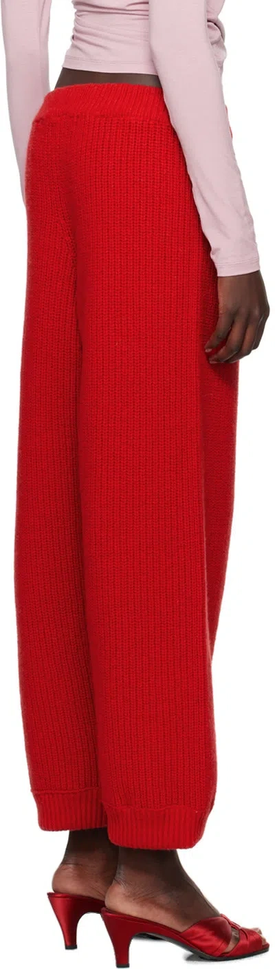 Baserange Elastic Waist Casual Pants In Red
