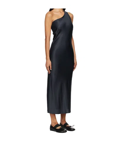 Baserange Navy One Strap Dydine Midi Dress In Black