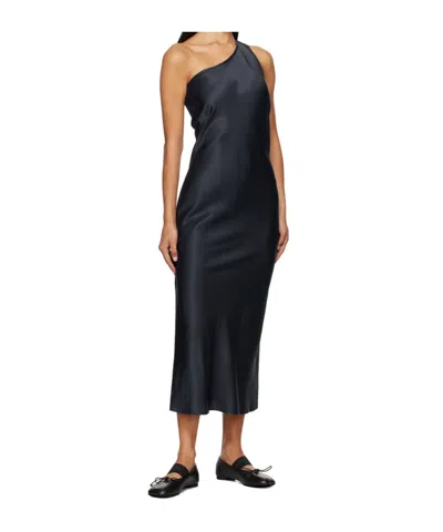 Baserange Navy One Strap Dydine Midi Dress In Black