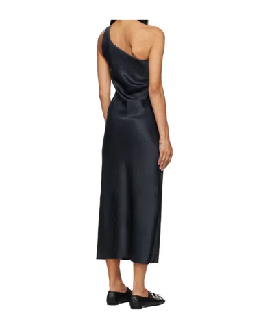 Baserange Navy One Strap Dydine Midi Dress In Black