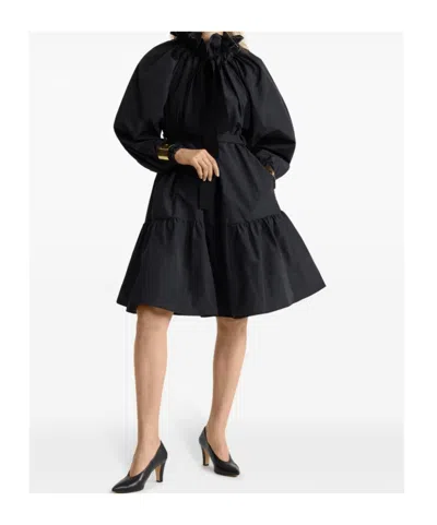 Patou Iconic Drawstring Faille Mini Dress In Black