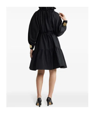 Patou Iconic Drawstring Faille Mini Dress In Black