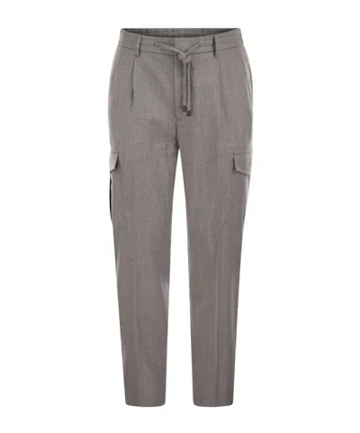 Peserico Jogger In Lightweight Stretch Cotton Canvas In Gray