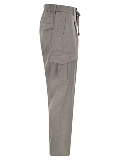 Peserico Jogger In Lightweight Stretch Cotton Canvas In Gray