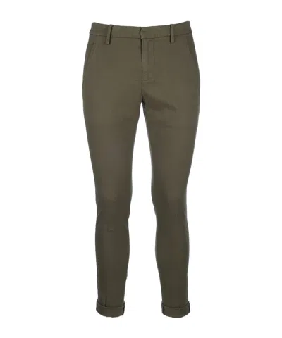Dondup Trousers With Cuffed Hem And Belt Loops In Green